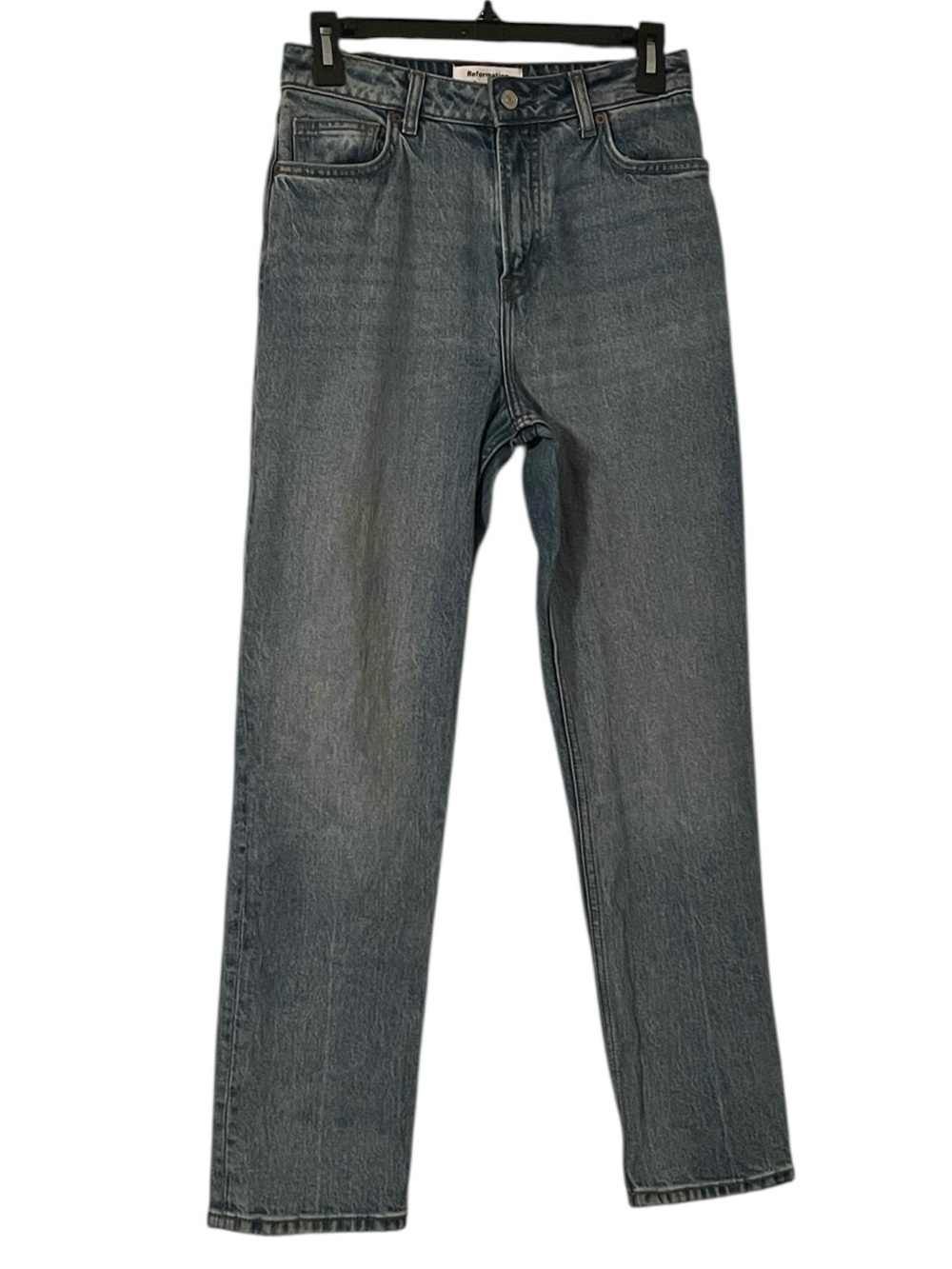 Reformation Women's Blue Malta Liza Ultra High Rise Straight Crop Jeans Size 26